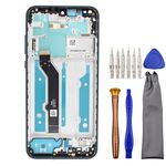 Complete Screen LCD Digitizer Touch Assembly Replacement for Motorola Moto E (2020) XT2052DL with ToolKit and screen frame Midnight Blue 6.2"