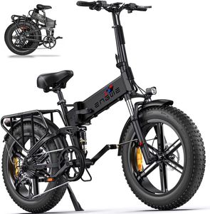 ENGWE Folding Electric Bike 20x4 – Black, Compact E-Bike