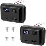 RV USB Outlet 12 Volt USB Car Charger with Voltmeter on off Switch USB C Outlets Wall Mount Panel for Bus Boat Marine Auto