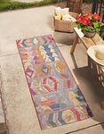 Unique Loom Outdoor Modern Collection Area Rug - Tamarindo (2' 7" x 11' Runner, Multi/ Burgundy)