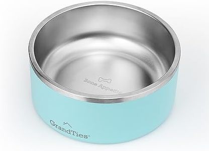 GrandTies Stainless Steel Dog Bowl | Engraved Reusable BPA-Free Insulated Cat & Dog Bowls | Large Heavy Duty Non Skid Spill Proof Dog Bowl | Outdoor Dog Water Bowl (Powder Green, 64oz)