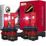 Firehawk 9005/HB3 and 9006/HB4 LED Headlight Bulbs Combo Kit 50000LM, 2024 New Japanese Chips 6000K Cool White IP68, High Low Beam Fog Light Halogen Replacement Conversion Kit, Fog Light, 4 Pack