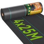 iropro 4m x 25m Heavy Duty Weed Control Membrane Garden Weed Barrier Fabric for Landscaping Driveway Gravel Artificial Grass Lawn Underlay Black Woven Roll Ground Cover