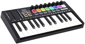 Festisoul 25 Key MIDI Keyboard Controller, Professional USB MIDI Keyboard with Drum Machine Pads & OLED Display, Portable Piano Keyboard for Studio Equipment & Music Production