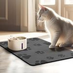 JanYoo Diatomaceous Earth Sponge Bowl Mat, Gray, 50 x 35 cm, Waterproof, Non-Slip, for Dogs, Cats, Small Animals