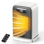 FLANUR Space Heaters for Indoor Use, 1500W Room Heater Fan 2 in 1 with Remote, Thermostat, LED Display, Overheat & Tip Over Protection, 12H Timer, 70° Oscillating Heater for Bedroom, White