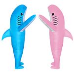 Chiteki 2 Packs Funny Inflatable Halloween Costume Cosplay Blow Up Costume for Adults/Christmas/Birthday Party (Blue Shark/Pink Shark)