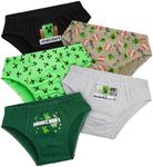 Minecraft Boys Briefs, Soft Breathable Stretchy Pants Pack of 5 Cotton Boys Underwear - Boys Gifts (Multi, 9-10 Years)