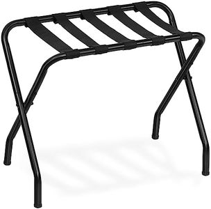 HOOBRO Luggage Rack, Metal Foldable Suitcase Stand for Guest Room, Holds up to 100 lb, 27 x 15.3 x 22 Inches, Steel Frame, Nylon Straps, Hotel, Bedroom, Closet, Black BK02XL01