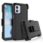 Njjex for Moto G 5G 2023 Rugged Case, for Motorola G 5G 2023 Case w/Belt Clip Holster, Built-in Screen Protector Heavy Duty Shockproof Locking Swivel Holster Kickstand Hard Phone Cover [Black]