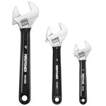 MAXPOWER Adjustable Wrench Set, 3-Piece Adjustable Wrenches 6-inch, 8-inch, 10-inch, Metric & SAE Scales, Extra-Wide Jaw and Soft Girp Wrench Set