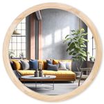 MAGFLERUM 17 Inch Wall Mirror, Round Wood Mirror, Small Circle Mirror, Nursery Mirror, Boho Mirror, Wall Decor for Bedroom, Living Room, Hallway (Nature)