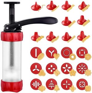 Cookie Press Set, Churro Maker with 12 Discs and 10 Cake Decorating Tips, Cookie Press for Biscuit and Churro, Red