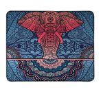 Ethnic gaming mouse pad Ornamental Elephant with Circles Spirals Infinity Harmony of Cosmos Icon Illustrationcustomizable mouse pad Pink Blue