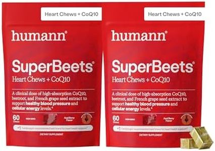 Humann SuperBeets Heart Chews + CoQ10-150mg of CoQ10 Plus Beetroot & Grape Seed Extract, Blood Pressure Support, Support Healthy Blood Flow, Circulation, 120 Count