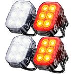 Bike Light Set, 6 LED Bike Light Front and Back Rear, Ultra Bright IP65 Waterproof Mountain Road Cycling Safety, USB-C Rechargeable Headlight and Taillight Set for Men Women Kids (4/6 Modes) - 2 Pack