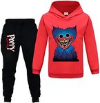 Xpialong Huggy Wuggy Merch Boys Girls Cotton Tops Hoodies Set for Unisex Kids, Red1, 11-12 Years