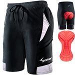 Sportneer Men's Padded Mountain Bike Cycling Shorts Black