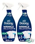 Downy Wrinkle Release Spray Plus, Crisp Linen Scent, Static Remover, Odor Eliminator, Steamer for Clothes Accessory, Fabric Refresher and Ironing Aid, 33.8 Fluid Ounce (Pack of 2)