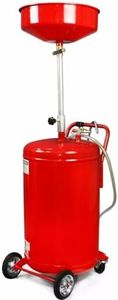 XtremepowerUS 20 Gallon Portable Waste Oil Drain Tank Air Operated Drainage Adjustable Funnel Height with Wheel, Red