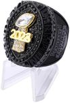 guancrown Fantasy Football Championship Ring 2023 Trophy Award Prize Sport MVP Winner FFL League Champion Ring, size 11, Zinc, Black Diamond