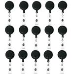 Beliky Retractable Badge Reels, Badge Clips Holder for Name ID Card Key Card, Black (Pack of 20)