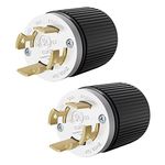 ENERLITES Industrial Grade 30A 125/250V Locking Plug, NEMA L14-30P, 3P, 4W, 66470-BK, Black, 2 Pack