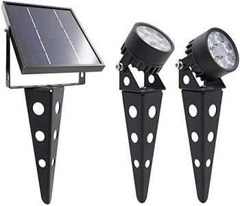 Solar Spot Lights Outdoor Legacy Mini 50X Twin Solar-Powered LED Spotlight (Cool White LED) for Outdoor Garden Yard Landscape Uplight Downlight, Waterproof, Black Finish