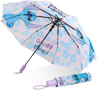 Disney Children's Umbrella Lightweight Pocket Umbrella Foldable Automatic Stitch Things, Purple Stitch