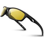 RIVBOS Polarized Sports Sunglasses Driving Sun Glasses Shades for Men Women Tr 90 Unbreakable Frame for Cycling Baseball Running Rb833 833-black Night Version Lens