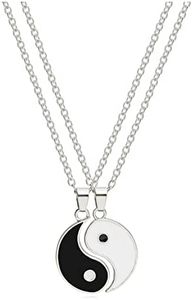 Yin Yang Matching Necklace for Couples Gifts for Boyfriend Girlfriend Christmas Birthday Gifts for BFF Friendship Relationship Gifts Adjustable Best Friend Necklaces