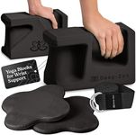 Deep-Zen PRO Yoga Blocks | Ergonomic Yoga Block 2 Pack for Wrist Comfort and Support | EVA Foam Exercise Blocks, 2x Knee Pads & Yoga Strap | Pilates Block Set | Bricks to Eliminate Wrist Pain, Black
