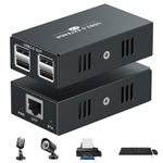 USB Extender, USB over Ethernet 165ft Kit with 4 USB 2.0 Hub, USB to Ethernet Cat5/6 for PC, Webcam, USB Audio Device and More