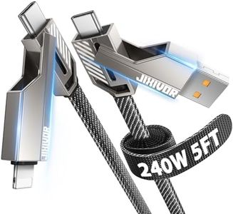 Jixivor 240W 4-in-1 Charging Cable Fast Charging & Data Transfer, 5FT Multi Charger Cord for All Devices, Support Apple CarPlay & Android Auto, USB C to Lightning Cable Combo for iPhone/iPad/Samsung