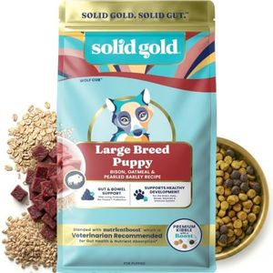 Solid Gold Large Breed Puppy Dog Food Dry Kibble - High Protein Dry Puppy Food for Large Breed Dogs w/Real Bison, Healthy Whole Grain & Probiotics for Gut Health & Digestion - Nutrientboost - 22 LB