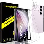 [3+3 Pack] Foneskream Compatible for Samsung Galaxy S23 Screen Protector 6.1 inch + Camera Lens Protector Tempered Glass Case Friendly HD Screen Anti-Shatter Anti Scratch Bubble Free