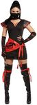 Dreamgirl Adult Womens Sexy Ninja Costume, Halloween Costume, Black/Red, Medium