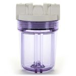 Hydronix HF3-5CLWH12, 5" Clear Housing with White Rib Cap for RO & Filtration Systems, 1/2" Ports