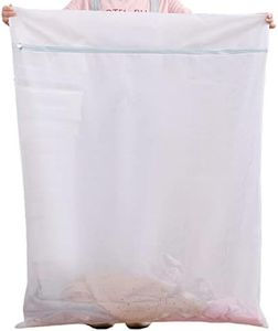 Extra Large Laundry Bag, 43.3" x 35.4" Heavy Duty Durable and Reusable Net Washing Bags, Travel Organization Bag with Zipper for Delicate Clothing, Coat, Dress, Bedding, Curtain, Blanket (1PCS - White)