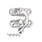 sourcing map Antique Lock Clasp Right Latch Hook Hasp 42mm x 37mm Swing Arm Latch Plated Silver Tone, 5 Pcs W Screws