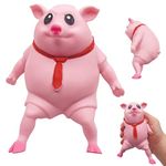 AWANGLUO Novelty Cute Squishy Toy Pink Pig Gifts for Kids Adults, Decompress and Stress Stretch Animal Anxiety Relief Autism Disorders, Funny Pig Man Sensory Stress Toy for Girl Boy