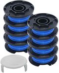 String Trimmer Spool Weed Eater Spools Single Line 11ft 0.065 by Primeswift Compatible with Ryobi One+ 18V 24V 40V,with 11ft 0.065" Auto Feed Cordless 29252 and 522994001 Cap Covers (8 Spools+1 Cap)