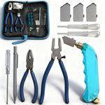 Professional Glass Cutter Tool Kit 11PCS, Heavy Duty Glass Running Pliers and Breaker Grozer Pliers, Pistol Grip Glass-Cutters with Cutter Heads in 2 Sizes, Oil Dropper, Sculpture Pen and Screwdriver