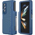 Nillkin Upgraded Case for Samsung Galaxy Z Fold 4 Case with S Pen Holder & Bump Texture Design [Creative Hinge Protection][Hidden Kickstand] Protective Phone Case for Galaxy Z Fold 4 Case Blue
