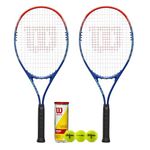 Wilson Impact Tennis Racket Twin Set Package (2 Rackets & Tennis Balls)