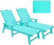 YITAHOME Outdoor Chaise Lounge Chairs Set of 2 with Adjustable Backrest, Heavy Duty Resin Patio Lounger with Wide Armrest and 350lbs Capacity for Outside Poolside Beach Backyard, Waterproof, Blue