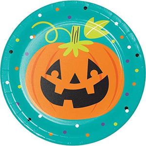 Creative Converting 345657 Friends of Halloween Dessert Plates, 7", Multi-Color