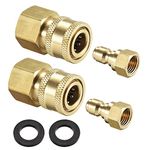 uxcell Garden Hose Brass Quick Connect Set Fittings M14x1.5 & M22 Female Thread Water Hose Connectors Pressure Washer Adapter Quick Disconnect Kit, 2 Sets