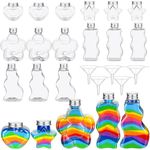 Havawish 20 Pcs Sand Art Bottles Plastic with 5 Funnels Sand Art Containers Sand Bottles for Sand Art Kit Collection for Craft DIY Activity Party Group, Sand Not Included (Aluminum Cap)