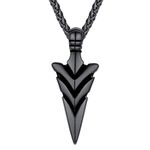 U7 Men Vintage Arrow Necklace 18K Gold Plated Enamel Black Spear Point Arrowhead Pendant Necklace, 22 Inch